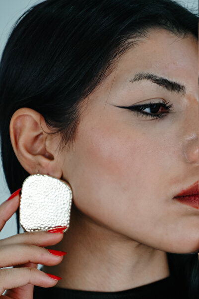 TRENDTAKI bakır dövme desenli tepsi modeli gold kaplama küpe 0198