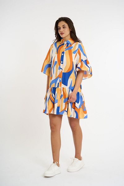 HANIQA Rochie cămașă cu modele plisate