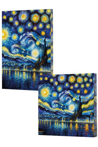 Dokuz Yayınları Vivago Art Van Gogh 7-Star Night 14X20 Lined Notebook-15X15 Unlined Notebook Set (320 Sheets)