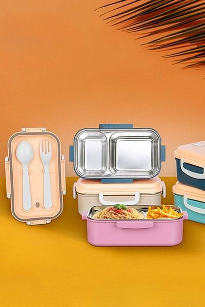 Buffer 2 Compartments 150-300 ml Stainless Steel Food Container Nutrition Container Food Storage Container