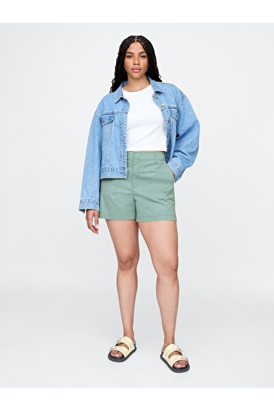 GAP Kadın Yeşil Mid Rise Downtown Khaki Şort