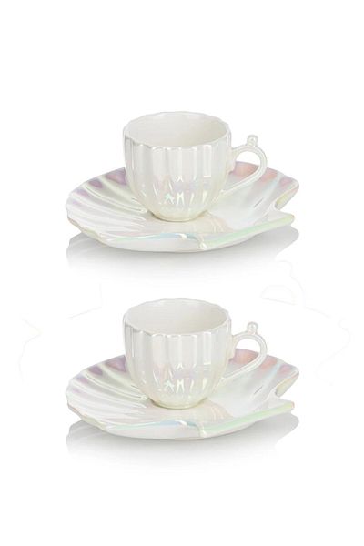 Perotti Pearl Oyster 2-Person 4-Piece 90ml Porcelain Coffee Cup Set