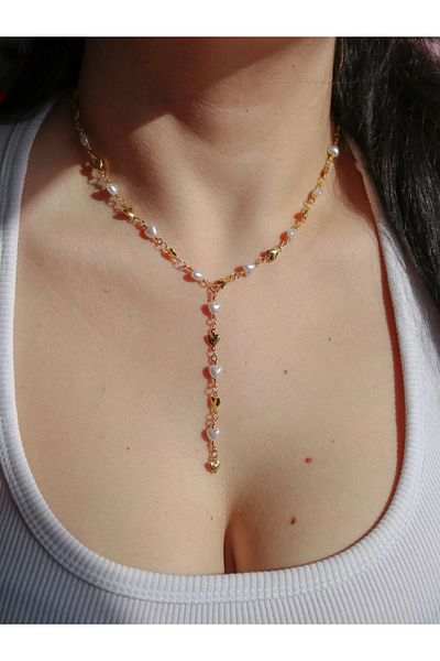 Reorah Collection Infinite Heart Y Necklace with Pearls