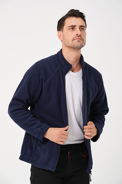 KNUP Full Zip Fleece Sweatshirt for Men, with I(Op) Pocket, Thick and Warm, Black and Navy