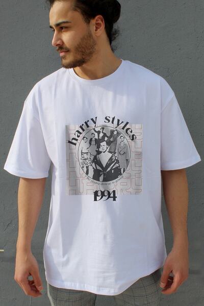 CC STORE Tricou oversized unisex cu imprimeu Harry Styles 1994 alb