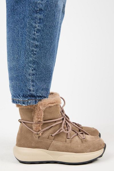 Manijero (Solon) Women's Genuine Leather Lace-Up Mink Boots with Fur Inside