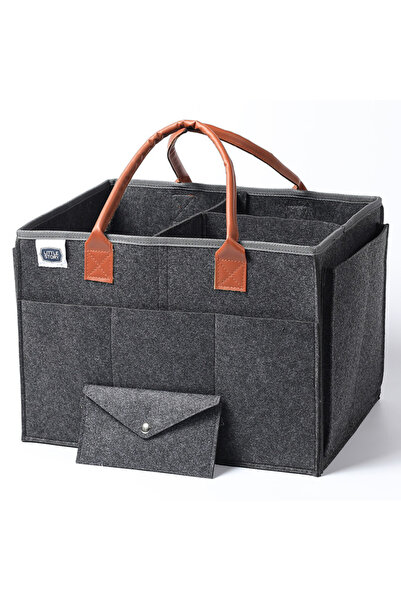 Little Story Diaper Caddy + Pouch - Large - Dark Grey