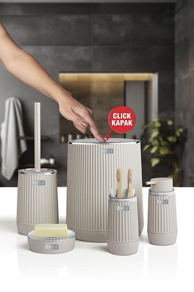 Okyanus Home Σετ μπάνιου Nida Beige Chrome Eco 5 τεμαχίων