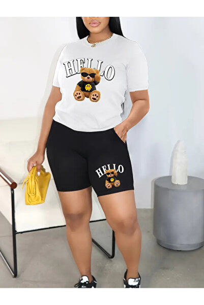 LUNAVISTA Hello Bear Printed Unisex Shorts T-Shirt Set