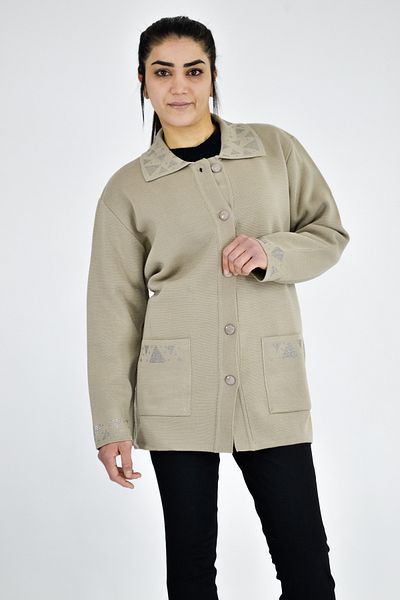 Tuğra Πλεκτό μπουφάν Polo Neck Stone