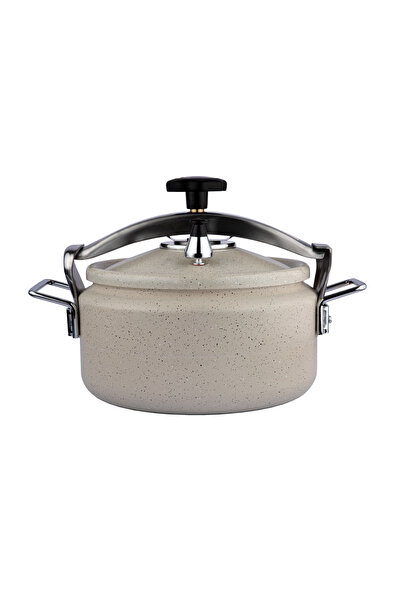 ALSAIF طنجرة ضغط جرانيت ألمنيوم بمقبض حديد، ارتفاع قصير، 6 لتر، اللون: أبيض لؤلؤي