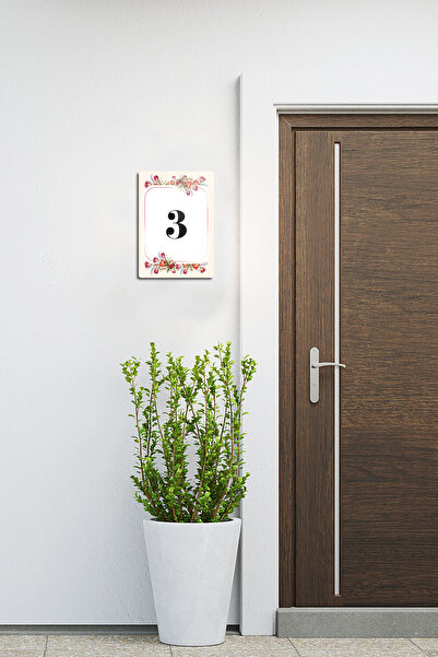 Decorita Cam Yönlendirme Levhası | Cam Kapı Numarası - 3 | Çiçek Desenli | 14...