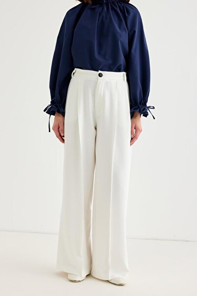 KADRİYE BAŞTÜRK Ecru Palazzo Wide Leg Trousers