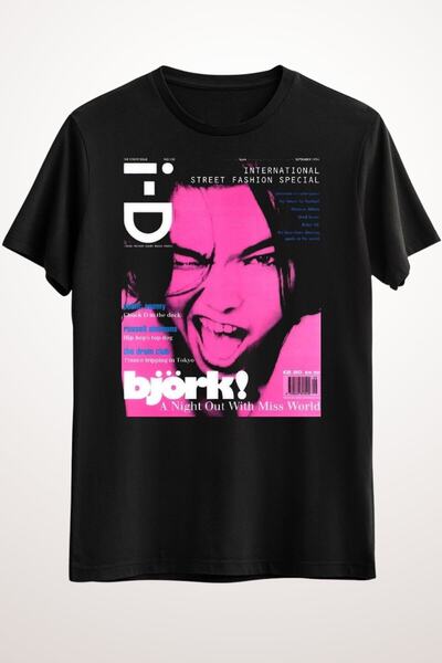 CC STORE Ανδρικό Μαύρο Bjork Pink Y2k Aesthetic Κλασικό T-shirt