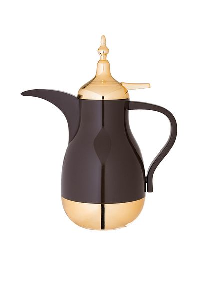 HIC Nora Single Thermos Dallah 0.7 Liter Brown with Gold
