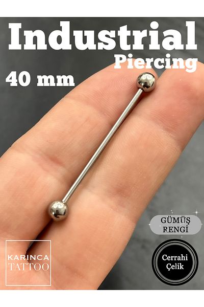 Karınca Piercing 40 mm Straight First Piercing - Long Ear Industrial Bridge (Karinca Tattoo)