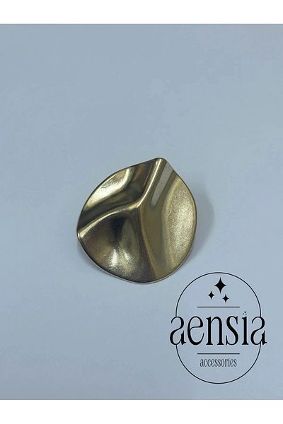 aensia Gold Curved Line Embossed Curved Metal Large 3.81 cm Coat Jacket Trench Coat Button - 1 Pcs