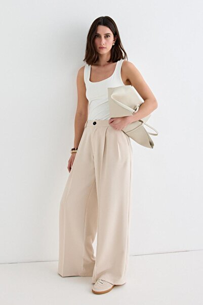 KADRİYE BAŞTÜRK Beige Palazzo - Wide Leg Trousers