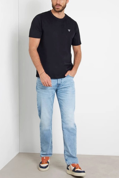 Guess Jeans Ανδρικό μαύρο μπλουζάκι Guess Jet Black τζιν