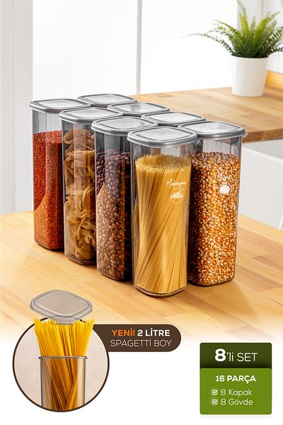 Vienev 2 Lt Anthracite Airtight Storage Set with 8 Labels