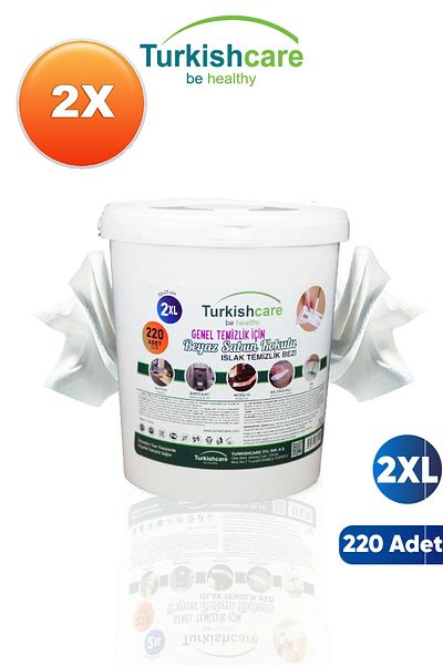 Turkishcare Set of 220 White Soap Scented Bucket Wet Wipes