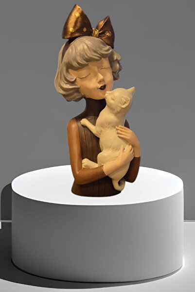 Nadidehomedesing Polyester Kedili Kız Biblosu (Ev Hediyesi, Ofis hediyesi, He...