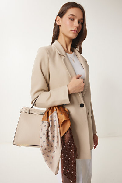 Lovelyİstanbul Σαλιάρα με σατέν σχέδιο - Καφέ Ταν ΛΠΔ0005