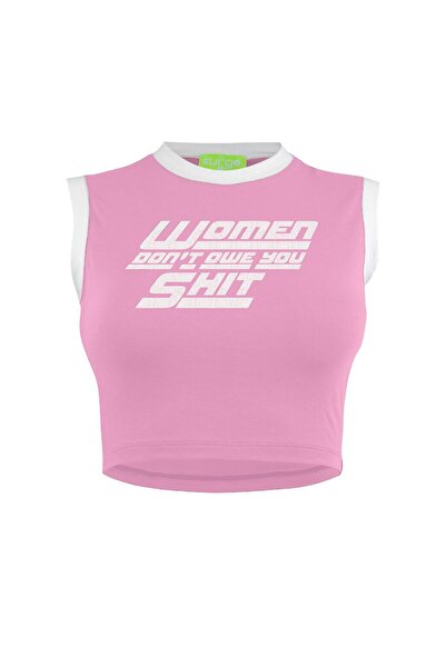 CC STORE Top crop feminist roz de damă