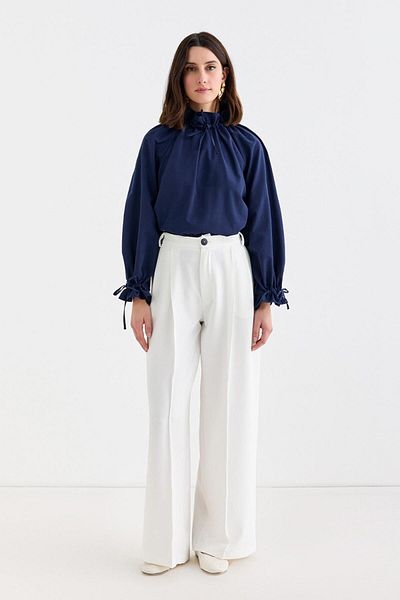 KADRİYE BAŞTÜRK Ecru Palazzo Wide Leg Trousers