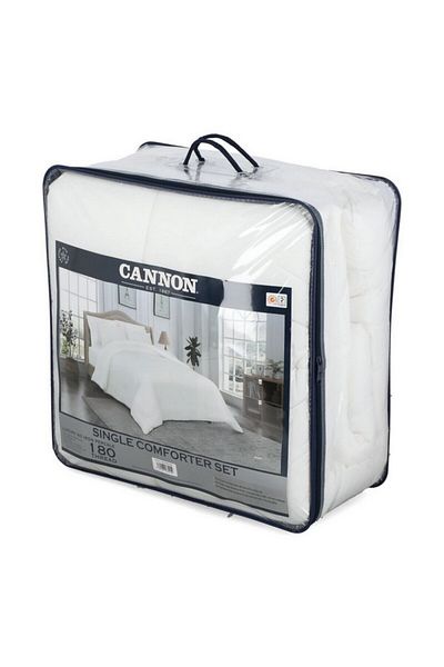 Cannon طقم لحاف مفرد سادة مكون من 3 قطع بـ 180 خيطًا
