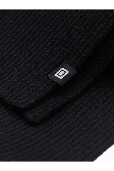 OMBRE Einfarbiger Rippenstrickschal für Herren - schwarz V1 OM-ACSF-0119