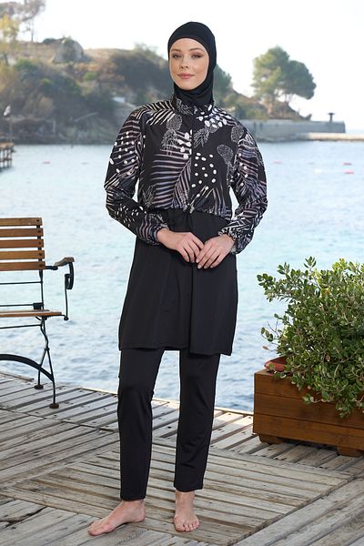 REMSA Μαύρο Μαγιό Hijab - Πλήρως Καλυμμένο, Μοντέλο 25971