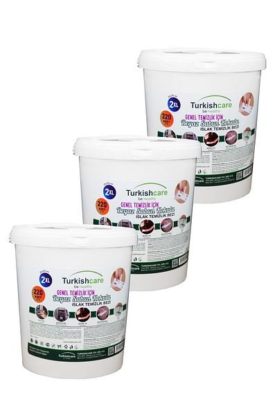 Turkishcare Set of 220 White Soap Scented Bucket Wet Wipes - Triple Pack