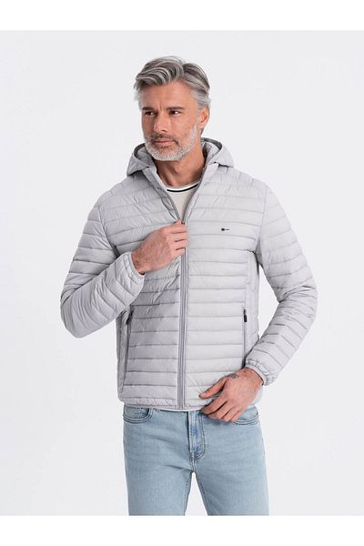 OMBRE Pánská saténová bunda bomber s kontrastními žebrovanými manžetami - černá V1 OM-JALP-22FW-007 XL