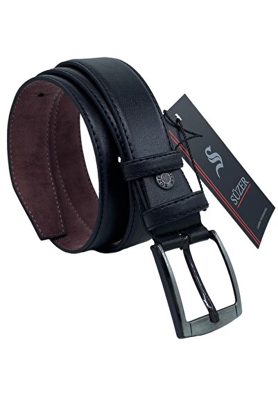 S.S SÜZER DERİ Negru Copil Băiat Piele Artificială Model Plat 3 cm. Curea cla...