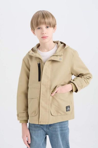 DeFacto Boy's Water Repellent - Hooded and Zippered Raincoat D5914A825Sp