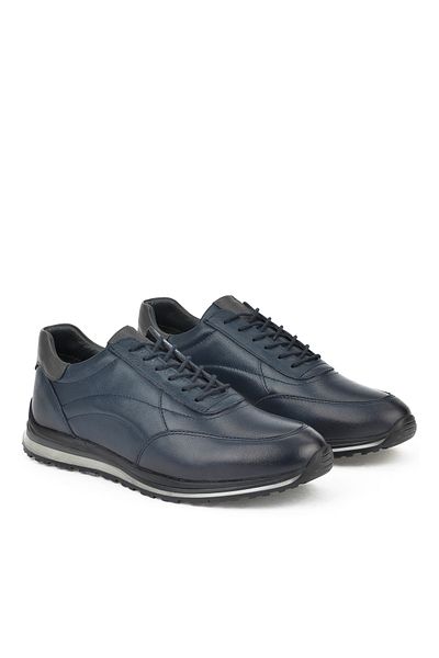 Ziya Men's Genuine Leather Sneakers - Navy Blue 1511002 Z415