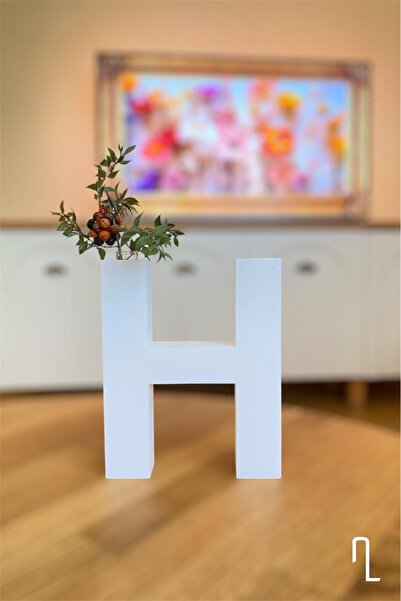 Tasarım H Harfi Cam Tüp Uyumlu Vazo (Cam tüp hediyeli)