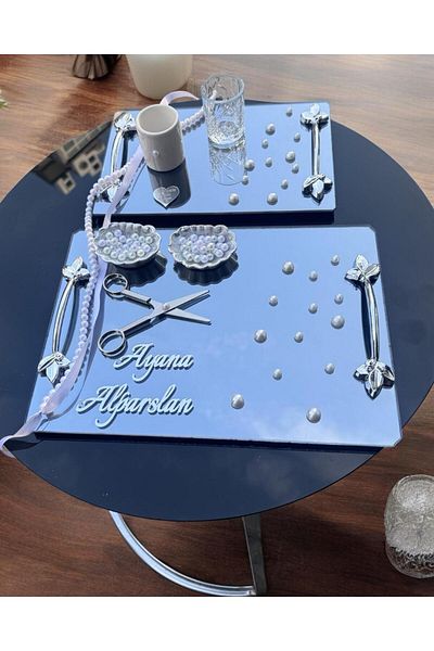 CyzHome Tycho Pearl Engagement Ring and Cup Tray - Coffee Color Gift Set