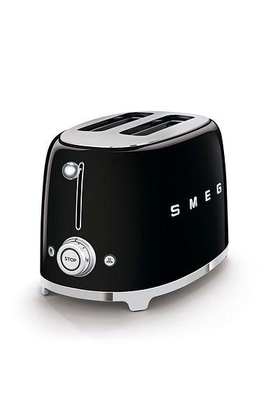 SMEG 50's Style Retro Black Toaster 2X1 Tsf01Bleu