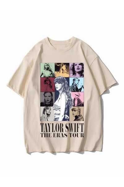 DEEFWEAR Tricou oversize bej Taylor Swift The Eras Tour nou sezon