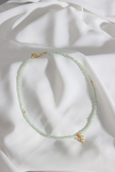 Süspüs Accessories Yeşil Boncuklu Yusufcuk Uçlu Kristal Model Kolye