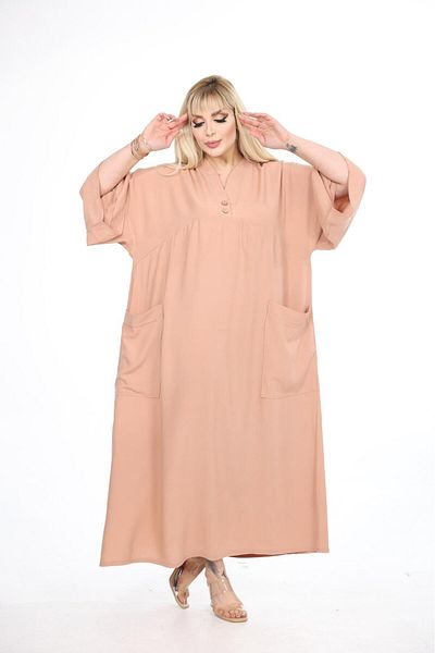 mervemoda Γυναικείο υφαντό φόρεμα plus size