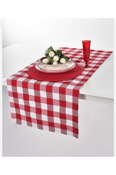 Kudi 40X140 Red Patterned Plaid Rannur
