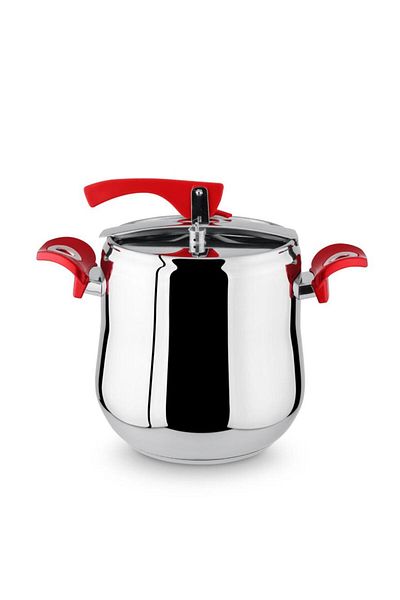 Lines Rossel Premium Steel Pressure Cooker Red Bakelite Handle 6 Lt -3004