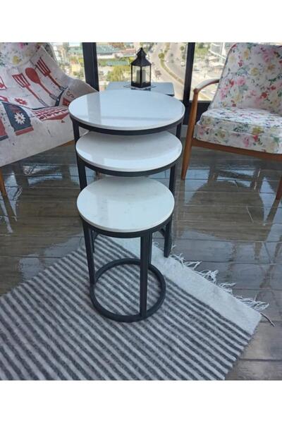 Home Beyaz Mermer Zigon Sehpa