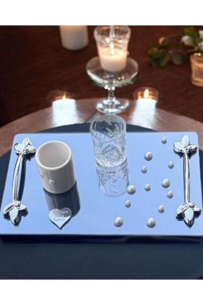 Cyz Home Tycho Pearl Engagement Ring and Cup Tray - Coffee Color Gift Set