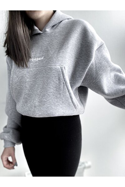 CC STORE Γυναικείο φούτερ με κουκούλα σε γκρι χρώμα με λεπτομέρεια τσέπης