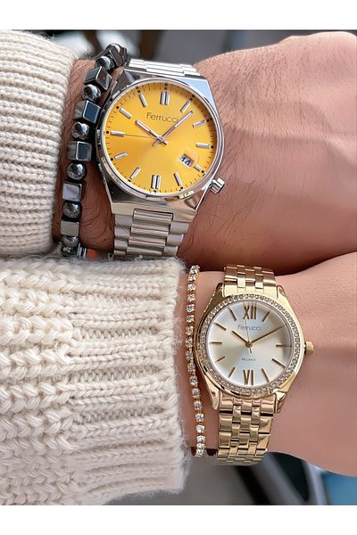 Ferrucci Steel Cord Lovered Double Wrist Watch and Arm Bag
