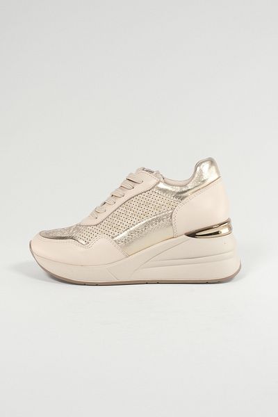 Velune Ludovica Beige Women's Sneakers - Genuine Leather, Casual Sneakers 24220